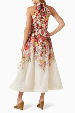 Buy Zimmermann Pink Wonderland Halter Midi Dress Silk-linen Organza For  Women Online | Ounass Saudi