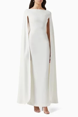 White cape maxi dress hot sale
