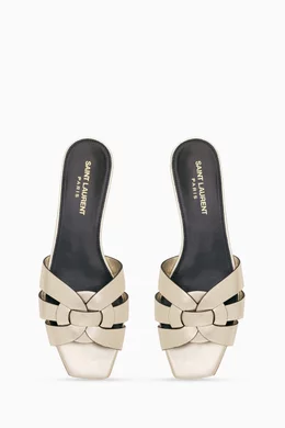 Buy SAINT LAURENT Gold Tribute Flat Sandals in Metallic Leather For Women Online Ounass Saudi