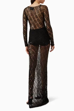 Buy Coperni Black Sequin Crochet Cut-Out Maxi Dress For Women Online |  Ounass Saudi