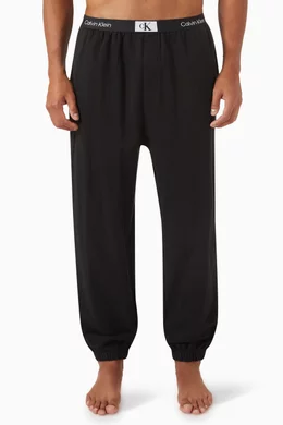 Buy Calvin Klein Black Lounge Joggers in Cotton Terry For Men - Main Image