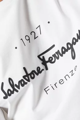 Buy Ferragamo White 1927 Signature T-shirt in Cotton For Men