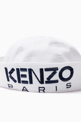 Buy KENZO White Logo Sailor Hat in Cotton For Men Online Ounass