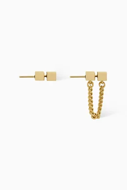 Buy SAINT LAURENT Gold Asymmetrical Earrings in Metal For