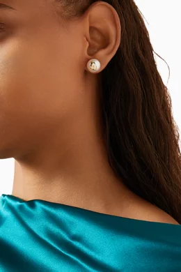 Buy Jimmy Choo Gold JC Pearl Stud Earrings in Gold-tone