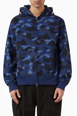 A bathing ape blue camo hoodie discount