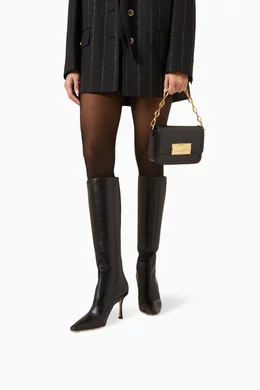 Buy Jimmy Choo Black Agathe 85 Knee Boots in Calfskin For Women