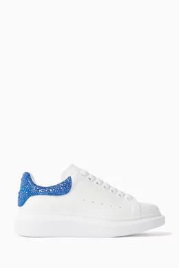Buy Alexander McQueen Blue Larry Rhinestone Sneakers in Leather For Women Online Ounass Saudi