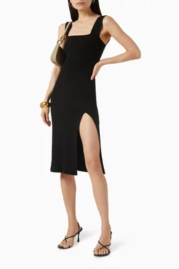 Buy Reformation Black Cassi Midi Dress in Ribbed-knit For Women Online |  Ounass Saudi