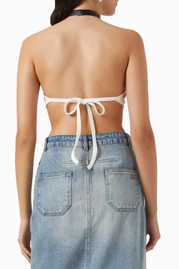 Buy Courreges White Suspenders 90s Crop Top in Rib-knit For Women