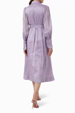 strapless open back dress Pandorea Layered Maxi Dress-LILAC / 12