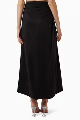 Buy Aje Black Mika Draped Split Midi Skirt in Linen-blend For Women Online  | Ounass Saudi