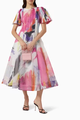 aje nova pleated midi dress pink Nova Pleated Midi Dress  Petite Chrie