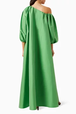green emerald velvet dress Bernadette Dress Nathalie Grass Green