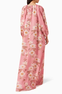 Buy BERNADETTE Pink Georgina Floral Maxi Dress in Linen For Women Online |  Ounass Saudi