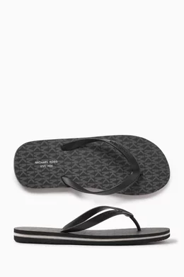 Buy Michael Kors Black Travis Flip Flops in Rubber For Men  display picture 1