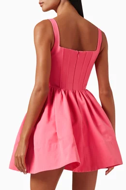 staud landscape dress pink Landscape bustier cotton-blend minidress in pink - Staud