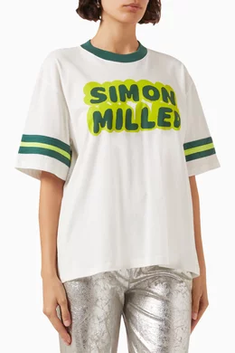 Buy Simon Miller White Reseda Logo Print T-shirt in Organic Cotton  