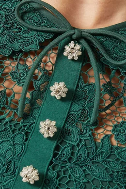 Buy Self-Portrait Green Cord Lace Midi Dress For Women Online | Ounass Saudi