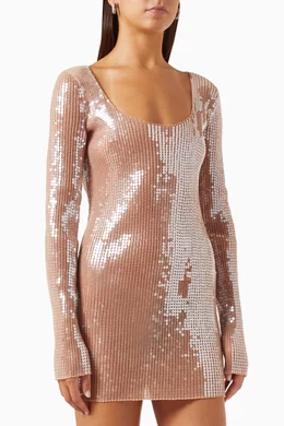 Buy Alexander Wang Neutral Scoop-neck Mini Dress in Sequin-nylon