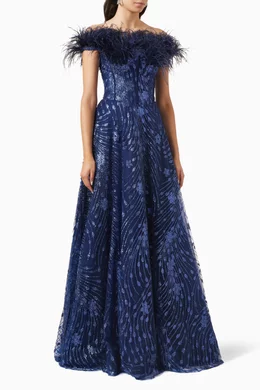 jovani blue feather dress Sun-imperial main image 1