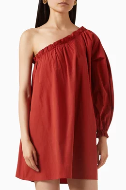 Buy Posse Red Mila One-shoulder Mini Dress in Cotton-poplin For Women  Online | Ounass Saudi