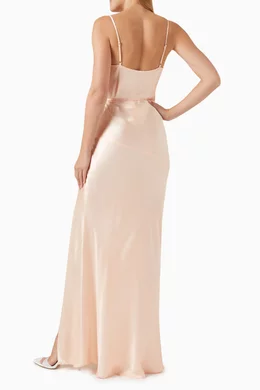 la lune bias cowl maxi dress Shona Joy - La Lune High Neck Cowl Maxi Dress - Powder Blue