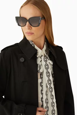 Burberry Black Oversized Cat Eye Sunglasses Burberry BE4441U Cat Eye Sunglasses | Neiman Marcus main image 4