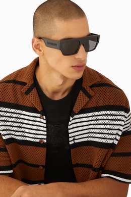 Buy Burberry Black Micah Square Sunglasses in Bio-nylon For  display picture 3