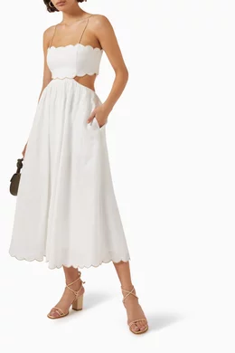 devi scallop midi dress Devi Scallop Midi Dress Cream Floral