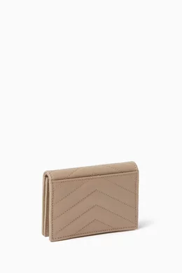 Card case in grain de poudre embossed leather top