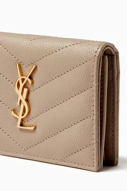 Ysl monogram card case in grain de poudre embossed leather sale