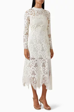 Buy Sea New York White Dalia Midi Dress in Lace For Women Online | Ounass  Saudi