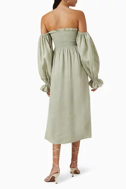 Buy Sleeper Green Atlanta Dress in Linen For Women Online | Ounass Saudi