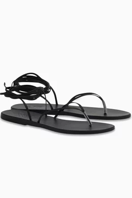 Buy Ancient Greek Sandals Black Celia Thong Lace Sandals in Nappa