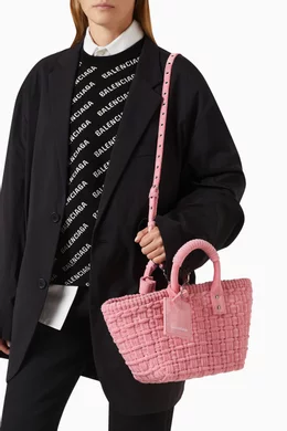Buy Balenciaga Pink XS Bistro Basket with Strap in Sponge