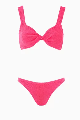 Buy Hunza G Pink Juno Bikini Set in Crinkle™ Fabric For Women