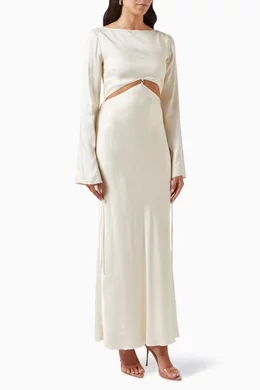 chinese dress ladies Moon Dance Long Sleeve Maxi Dress in Sage