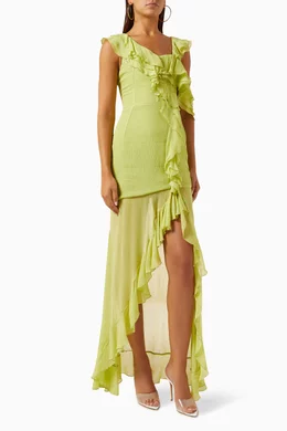 green emerald velvet dress Rent De La Vali Clara Green Dress main image 1