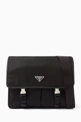 Logo Shoulder Bag in Re-Nylon Saffiano Leather