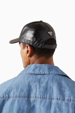 キャップ PRADA Black Nappa Leather Padded Hat Prada Nappa Leather Baseball Cap | Saks Fifth Avenue