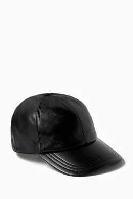 キャップ PRADA Black Nappa Leather Padded Hat Prada Nappa Leather Baseball Cap | Saks Fifth Avenue