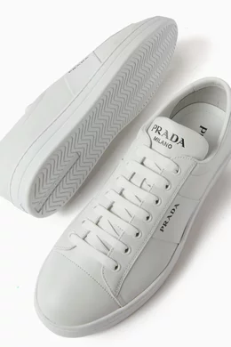 Buy Prada White Vitello Low-top Sneakers in Brushed-leather For