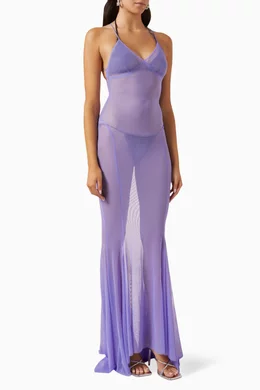open lace back dress Norma Kamali| Fishtail Gown - Lilac main image 1