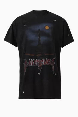 Buy Balenciaga Black Paris Moon Oversized T-shirt in Vintage