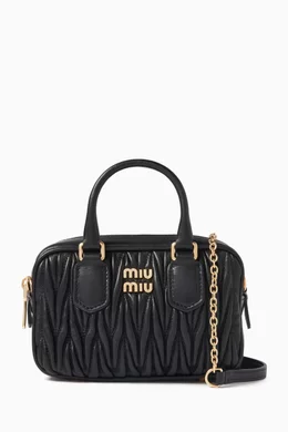 Buy Miu Miu Black Mini Arcadie Top-handle Bag in Matelassé Nappa