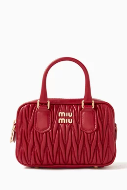 Buy Miu Miu Red Mini Arcadie Top-handle Bag in Matelassé