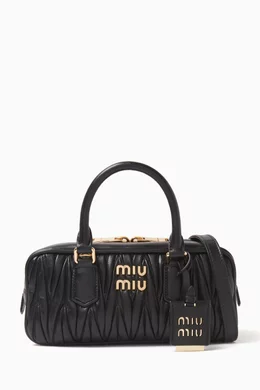 Buy Miu Miu Black Small Arcadie Top-handle Bag in Matelassé Nappa