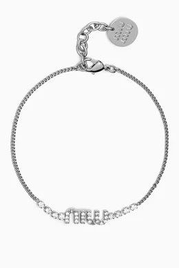 Buy Miu Miu Silver Logo Crystal Bracelet in Metal For Women