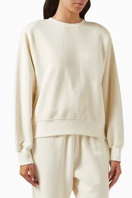 Buy The Frankie Shop White Vanessa Sweatshirt in Cotton fleece For Women Online Ounass Saudi